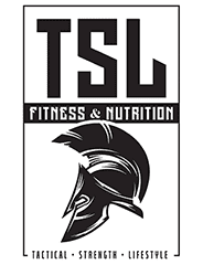 A black and white picture of the logo for tsl fitness & nutrition.